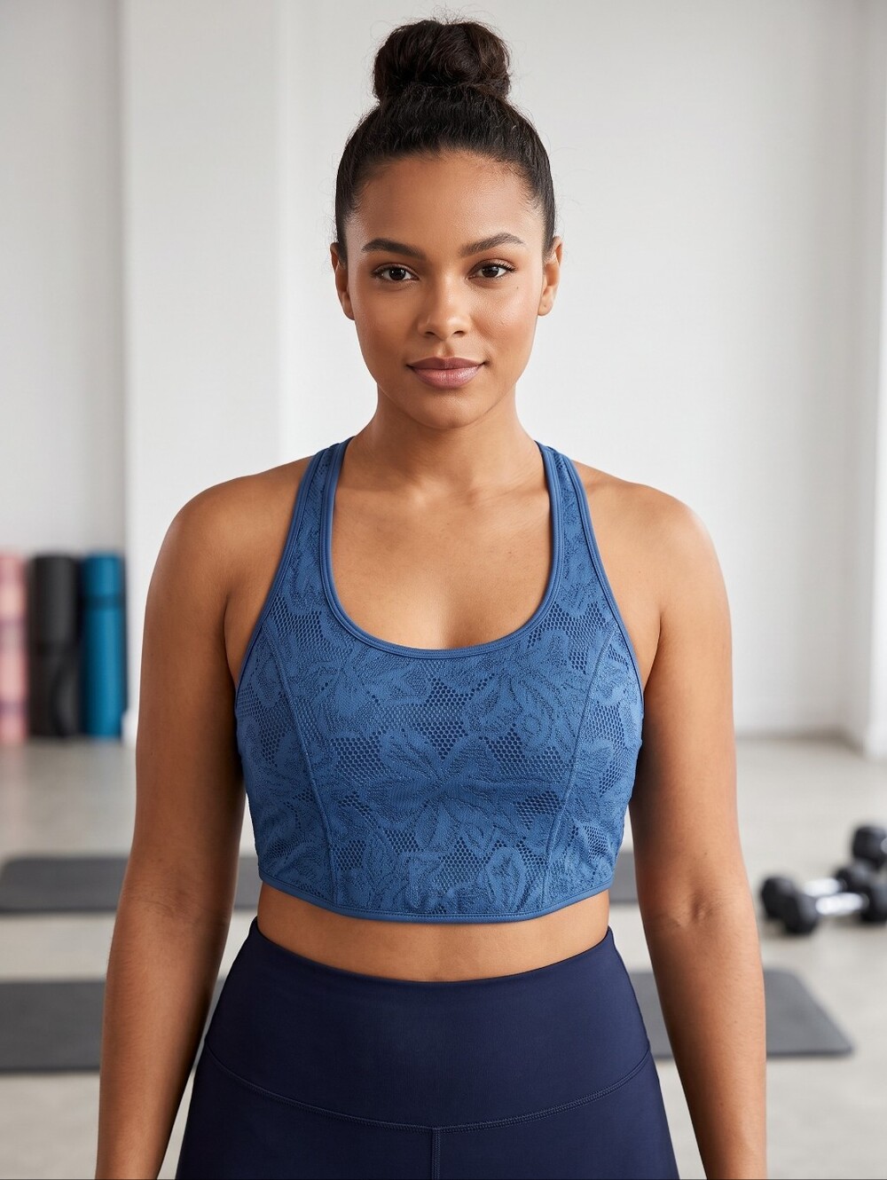 Nwt Free People Movement Beyond Blue Lace Crop Top Womens Size XS
